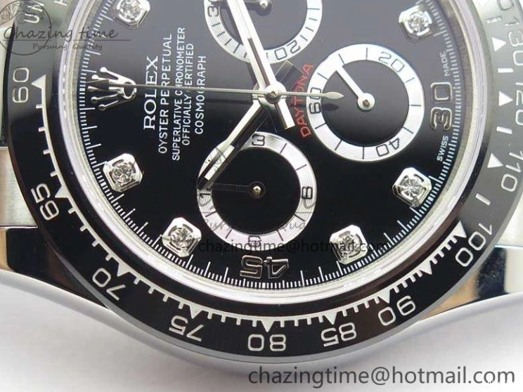 MiroTime 0316 SmartChoice Daytona 116519LN JH Best Edition Black Dial Crystal Markers On Rubber Strap A4130 (Free XS Rubber Strap) 3558